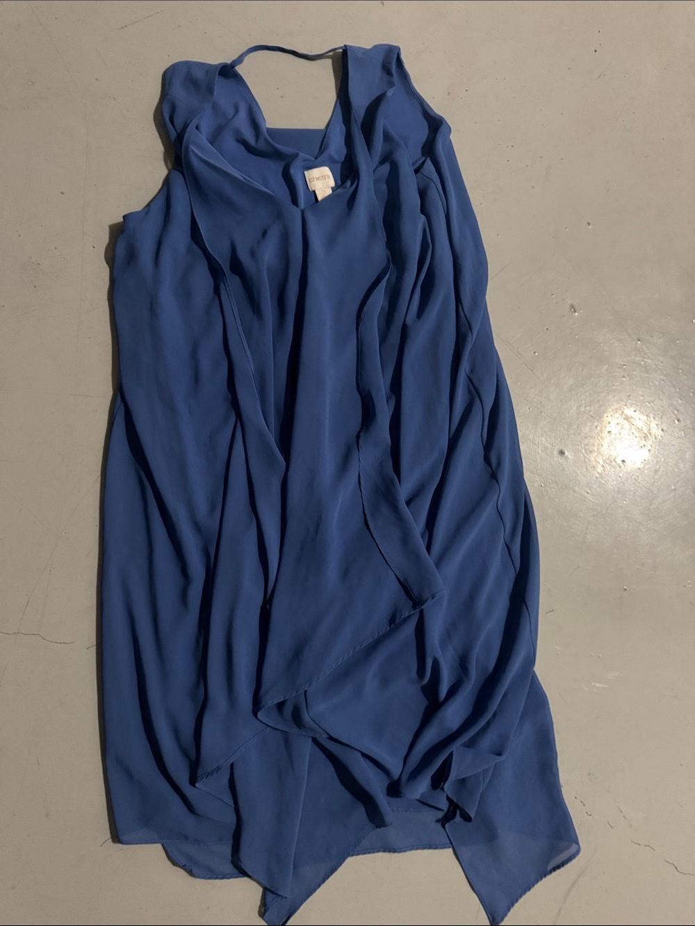 Chico’s Blue Sleeveless Draped Women's Dress chiffon size 10-12